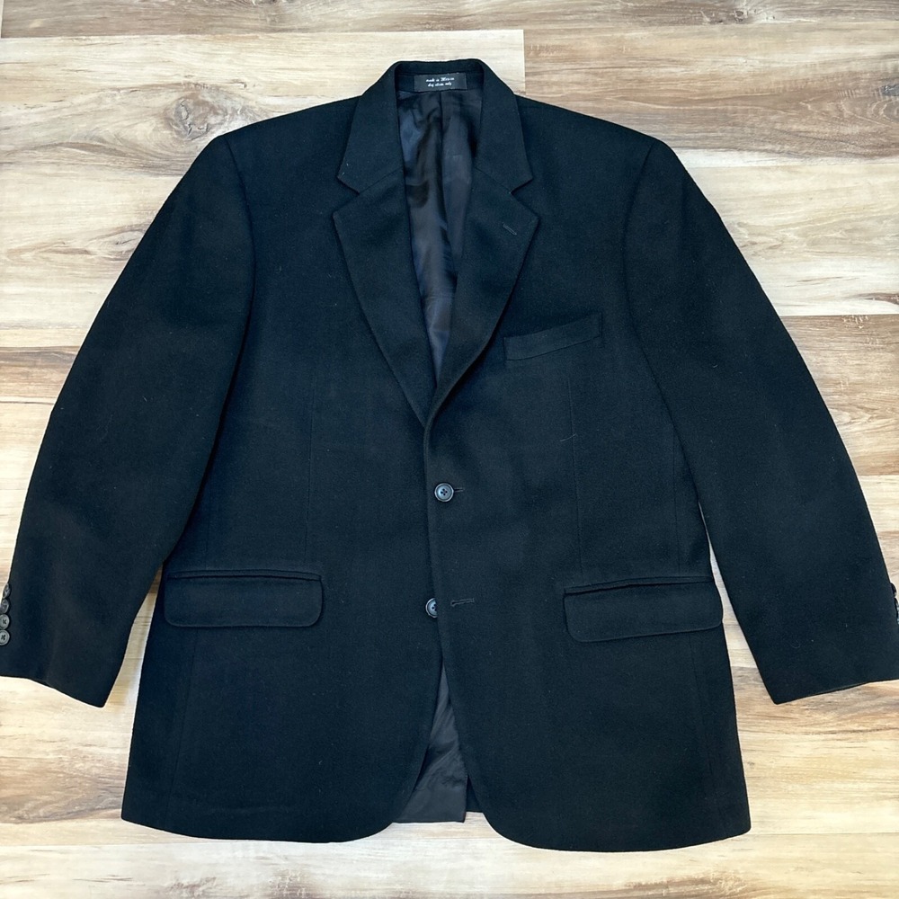 Club Room Sport Coat 42R Camel Hair Blazer Two Button Black Jacket